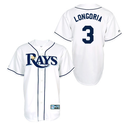 Evan Longoria #3 Youth Baseball Jersey-Tampa Bay Rays Authentic Home White Cool Base MLB Jersey